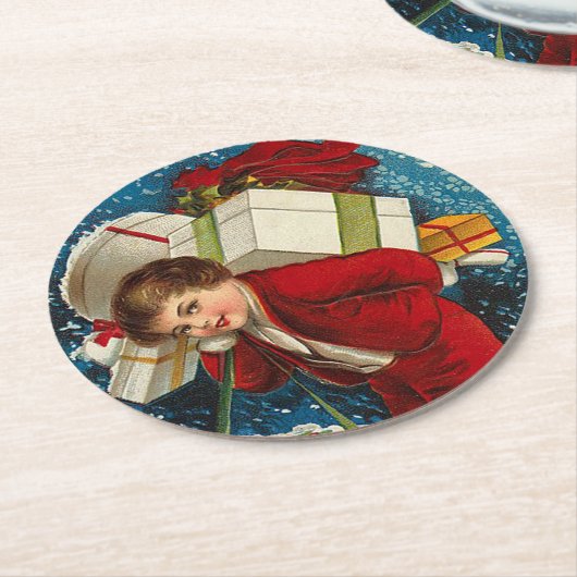 Dessous-de-verre Rond En Papier Beaucoup de paquets de Noël (Incliné)