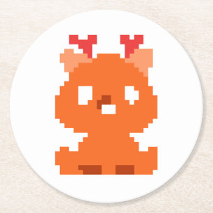 Dessous-de-verre Rond En Papier Bébé cerf pixelisé mignon