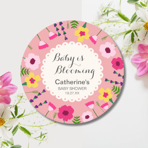 Dessous-de-verre Rond En Papier Bébé En Fleur Coloré Baby shower Floral Pêche