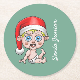 Dessous-de-verre Rond En Papier Bébé Santa merveilleux