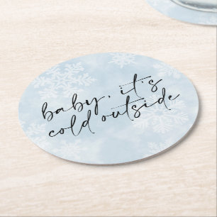Dessous-de-verre Rond En Papier Bébé simple Il fait froid à l'extérieur du Baby sh