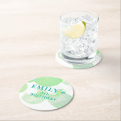 Dessous-de-verre Rond En Papier Belle bulles verte et bleue Anniversaire (En situation)