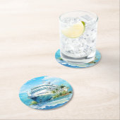 Dessous-de-verre Rond En Papier Belle croisière bateau beach party (En situation)