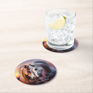 Dessous-de-verre Rond En Papier Belle paire de chevaux pour l'Anniversaire