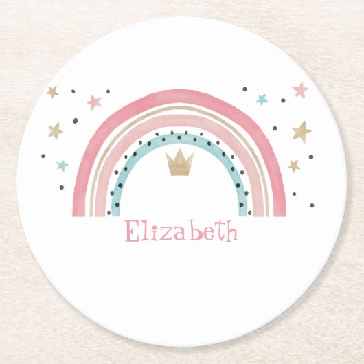 Dessous-de-verre Rond En Papier Belles étoiles arc-en-ciel (Devant)