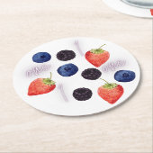 Dessous-de-verre Rond En Papier Berry First | 1er anniversaire | Berry mixte | MOT (Incliné)