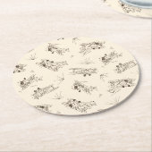 Dessous-de-verre Rond En Papier Bi-plans Art déco rugissant - motif dessiné. (Incliné)