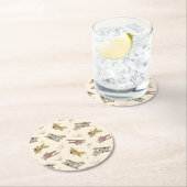 Dessous-de-verre Rond En Papier Bi-plans Art déco rugissant - motif jaune rouge. (En situation)