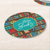 Dessous-de-verre Rond En Papier Bibliothèque Lecture amour (Incliné)