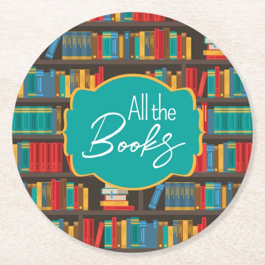 Dessous-de-verre Rond En Papier Bibliothèque Lecture amour (Devant)