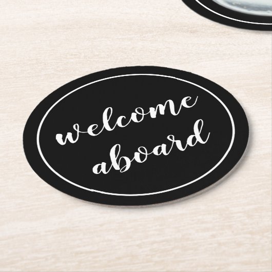 Dessous-de-verre Rond En Papier bienvenue à bord du script (Incliné)