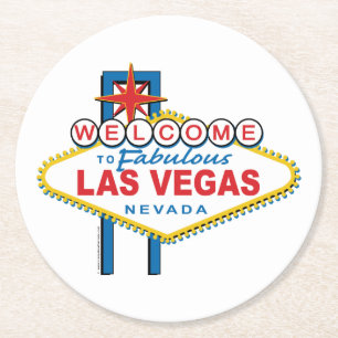 Dessous-de-verre Rond En Papier Bienvenue à Las Vegas