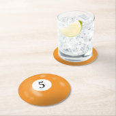 Dessous-de-verre Rond En Papier Billard 5 boules (En situation)