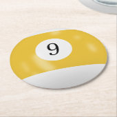 Dessous-de-verre Rond En Papier Billard 9 billes (Incliné)