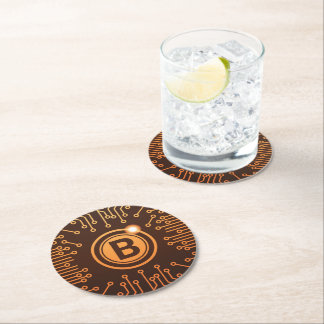 Dessous-de-verre Rond En Papier Bitcoin BTC Cryptodevise Blockchain