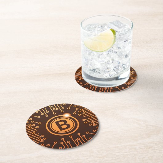 Dessous-de-verre Rond En Papier Bitcoin BTC Cryptodevise Blockchain (En situation)