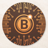 Dessous-de-verre Rond En Papier Bitcoin BTC Cryptodevise Blockchain (Devant)