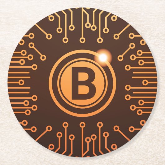 Dessous-de-verre Rond En Papier Bitcoin BTC Cryptodevise Blockchain (Devant)