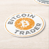 Dessous-de-verre Rond En Papier Bitcoin Trader Grunge Texte Cercle Plan (Incliné)