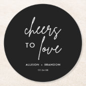 Dessous-de-verre Rond En Papier Black Cheers To Love Mariage personnalisé (Devant)