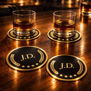 Dessous-de-verre Rond En Papier Black & Gold Casino – Enterrement de vie de garçon