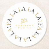 Dessous-de-verre Rond En Papier Black Gold Fa Noël La La ID1009 (Devant)