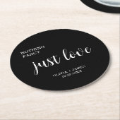 Dessous-de-verre Rond En Papier Black Nothing Fancy Just Love Wedding (Incliné)