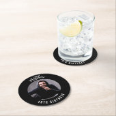 Dessous-de-verre Rond En Papier Black white fête d'anniversaire (En situation)