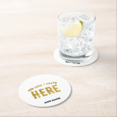 DESSOUS-DE-VERRE ROND EN PAPIER BLANC PERSONNALISABLE MODERNE DE MARQUE VÉRIFIÉE S (En situation)