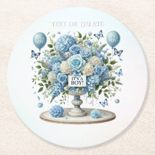 Dessous-de-verre Rond En Papier Bleu blanc Vase papier Dessous de verre