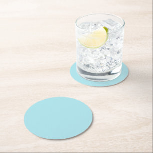 Dessous-de-verre Rond En Papier Bleu Blizzard (couleur unie)
