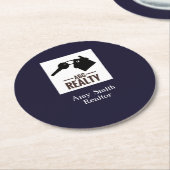 Dessous-de-verre Rond En Papier Bleu immobilier (Incliné)