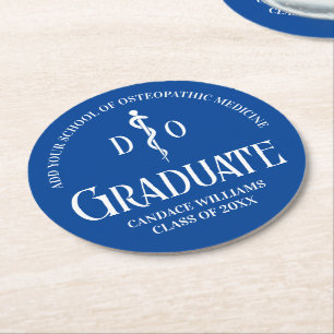Dessous-de-verre Rond En Papier Bleu Ostéopathie Médicale School Graduation Party