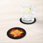 Dessous-de-verre Rond En Papier Blooming Fire Rose (En situation)
