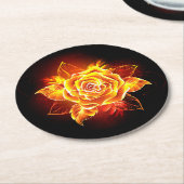Dessous-de-verre Rond En Papier Blooming Fire Rose (Incliné)