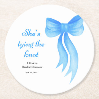 Dessous-de-verre Rond En Papier Blue Bow She's Tying the Knot Bridal Shower 