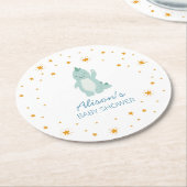 Dessous-de-verre Rond En Papier Blue Dinosaur Twinkle Star Baby shower Boy Party (Incliné)