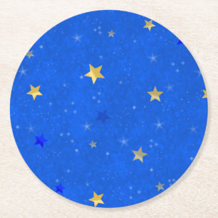 Dessous-de-verre Rond En Papier Blue Sky Golden Stars