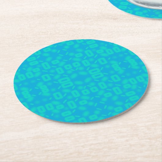 Dessous-de-verre Rond En Papier Blue Turquoise Frosted Glass Motif Art Abstrait (Incliné)