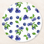 Dessous-de-verre Rond En Papier Blueberry Berry Premier Motif d'aquarelle (Devant)