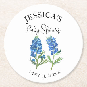 Dessous-de-verre Rond En Papier Bluebonnets Fleurs Texas Baby shower Girl