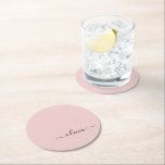 Dessous-de-verre Rond En Papier Blush Dusty rose moderne Script Girl Monogramme No<br><div class="desc">Blush Dusty Rose Simple Script Monogramme Nom Dessous de verre papier. Cela fait le cadeau parfait de remise de diplômes,  anniversaire,  mariage,  douche nuptiale,  anniversaire,  baby shower ou bachelorette pour quelqu'un qui aime le luxe glam et les styles chic.</div>