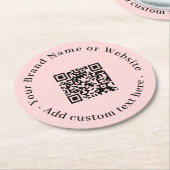 Dessous-de-verre Rond En Papier Blush Pink QR | Élégant Moderne Féminin Scan (Incliné)