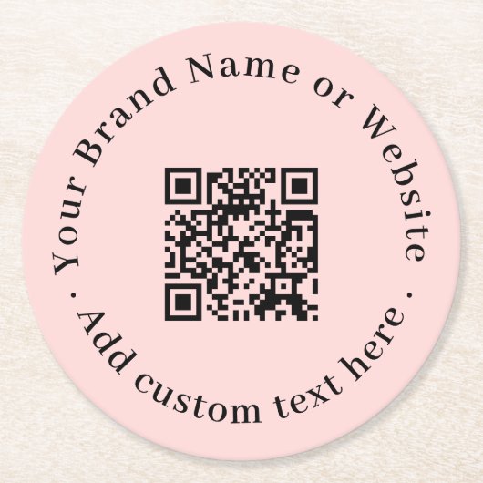 Dessous-de-verre Rond En Papier Blush Pink QR | Élégant Moderne Féminin Scan (Devant)