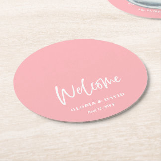 Dessous-de-verre Rond En Papier Blush Pink Wedding 