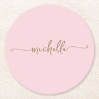 Blush Rose Or Monogramme Nom Écriture Signature