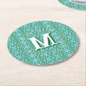 Dessous-de-verre Rond En Papier Boa Ripple in Green + Aqua Personalized (Incliné)