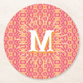 Dessous-de-verre Rond En Papier Boa Ripple in Pink + Orange Personalized (Devant)