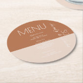 Dessous-de-verre Rond En Papier Bohème Mariage Menu Dîner Terracotta (Incliné)