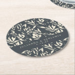Dessous-de-verre Rond En Papier Boho Black Main Tirée Floral Mariage Personnalisé<br><div class="desc">Boho Moderne Main Noire Tirée Florale Mariage Dessous de verre Personnalisé</div>